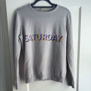 Cashmere “Jumper 1234” Crewneck Sweater with Multicolor 'Saturday' Design